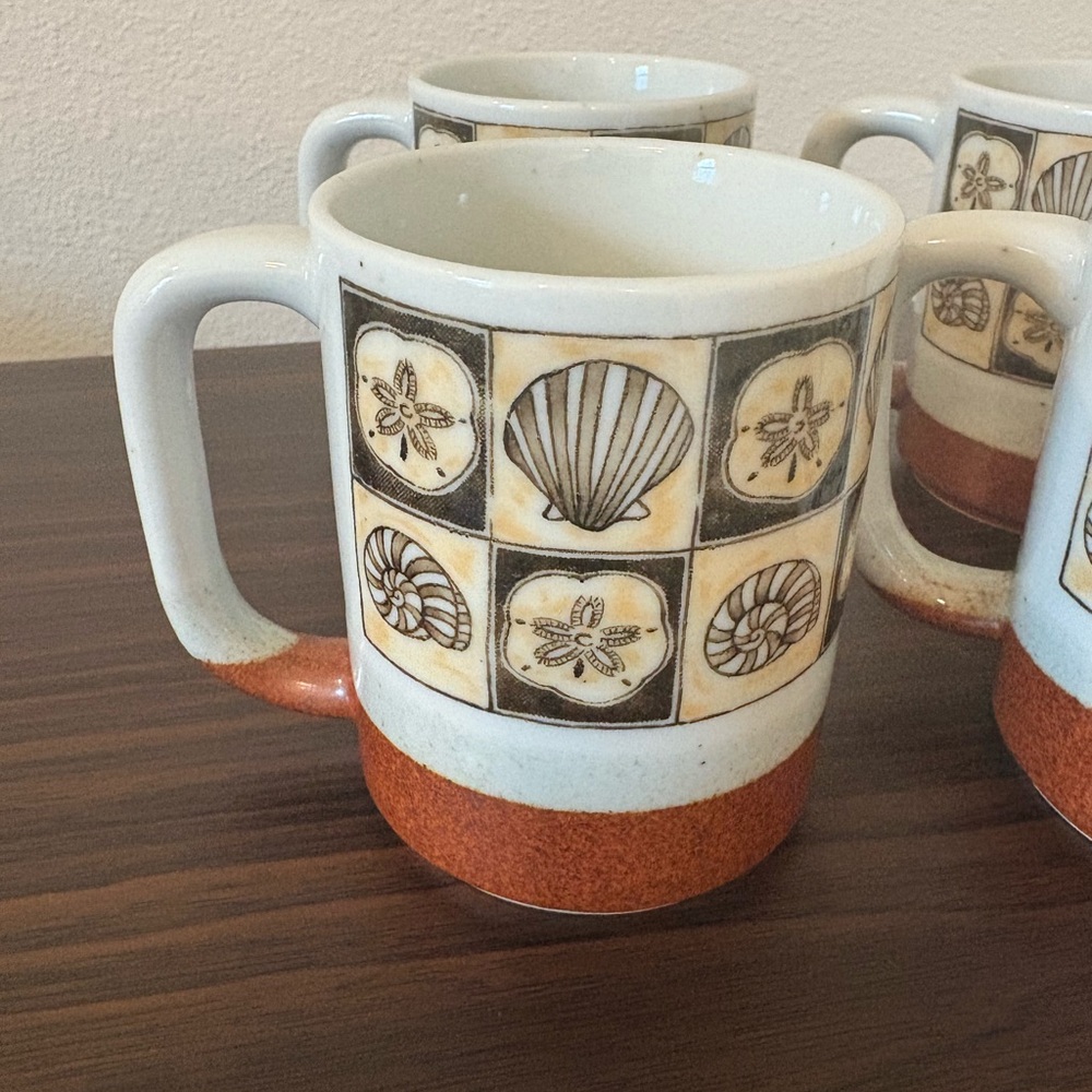 VTG Otagiri Sea Shell Mugs - Set of 4 - Picture 2 of 4